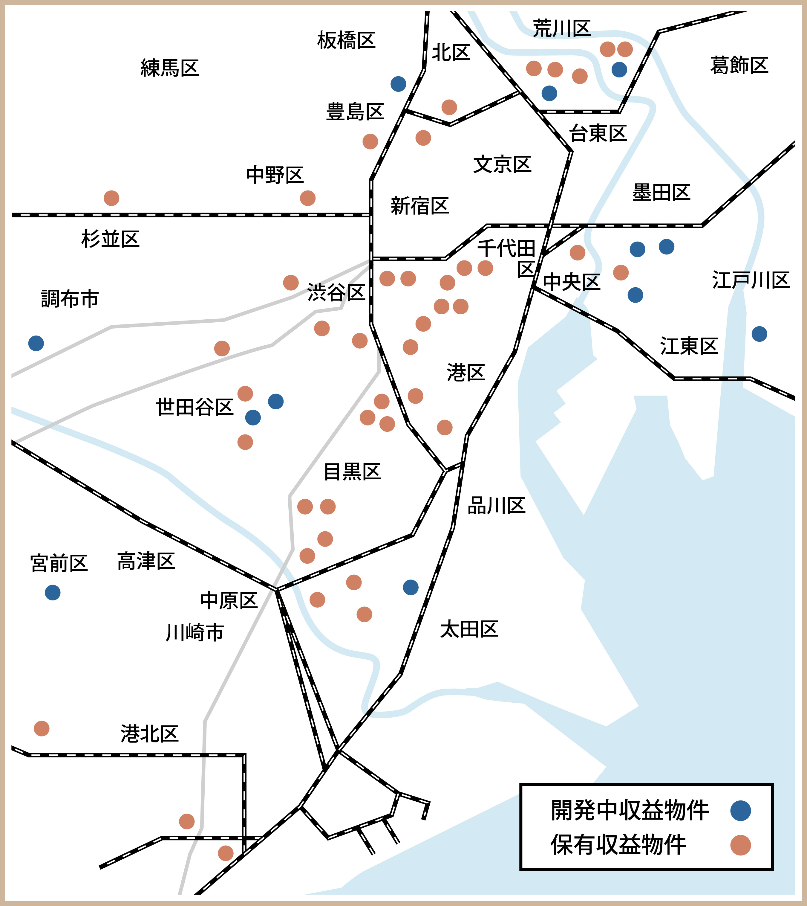 首都圏における開発中および保有収益物件